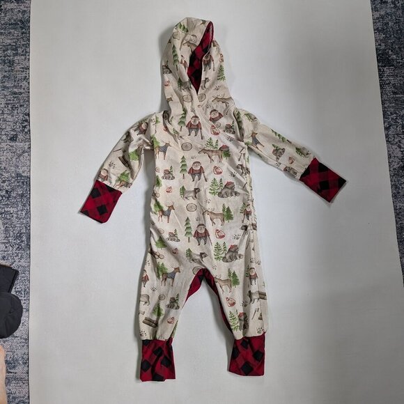 Grow With Me Style Toddler Boy Romper Playsuit Age 1-3 Years Lumber Jack Print - Picture 2 of 10